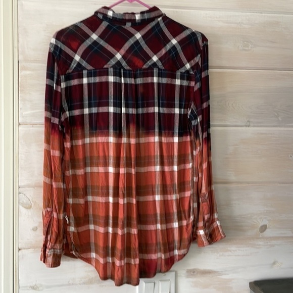 Bleached Ombre Flannel‎ Shirt - Picture 2 of 6